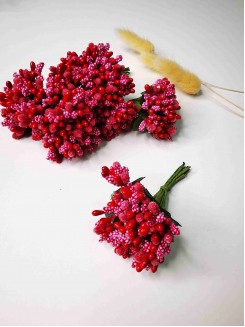 Тычинки с сахарными вставками букетик (красный) пучок 12шт.